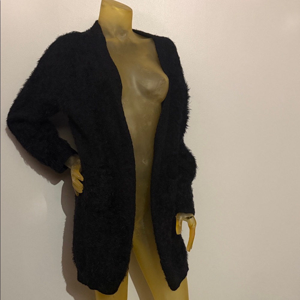 fab'rik Black Fuzzy Cardigan